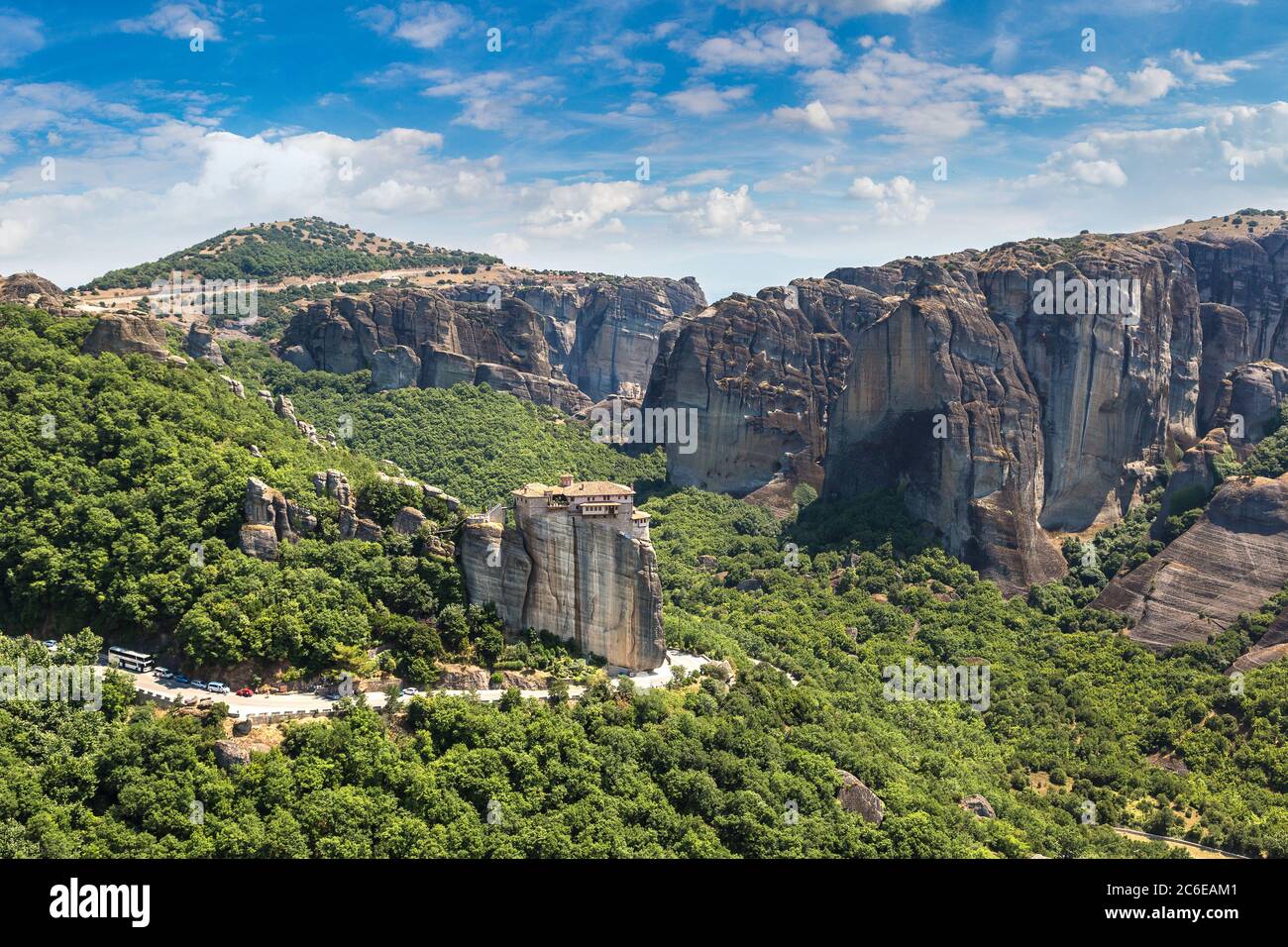 Monasteries on the top of rock in a beautiful summer day in Meteora ...