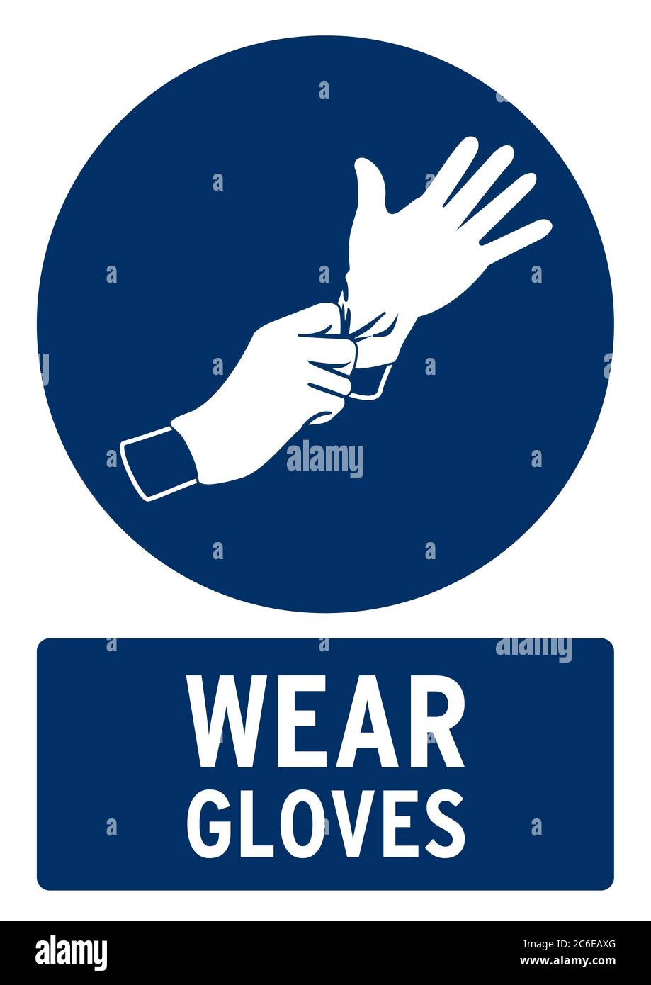 wear gloves poster. Poster for covid19 in english language Stock Photo