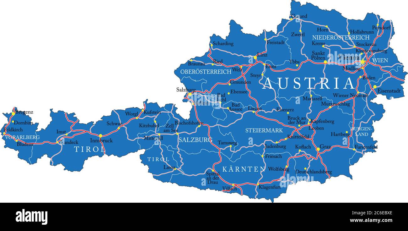 Austria map isolated on white Stock Vector