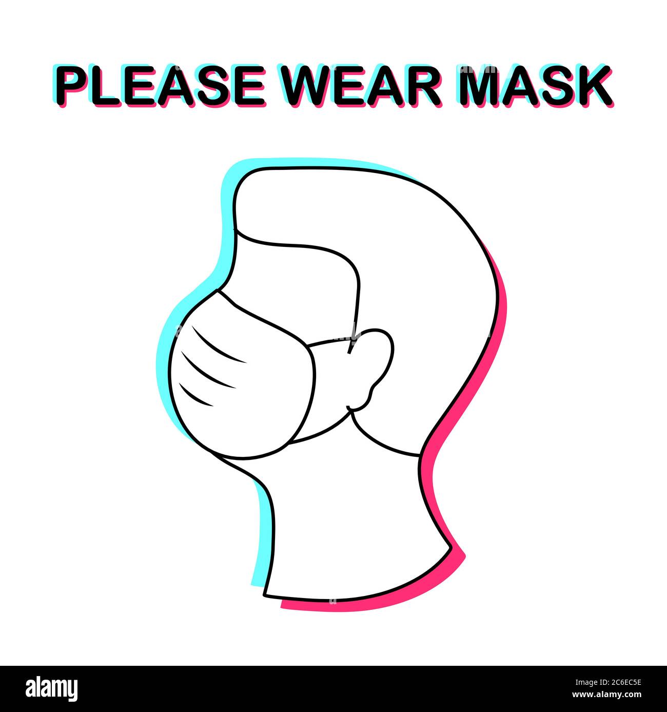 Please Wear a Mask Illustration. No Mask No Entry Policy Sign. Masked Shop Entrance Illustration