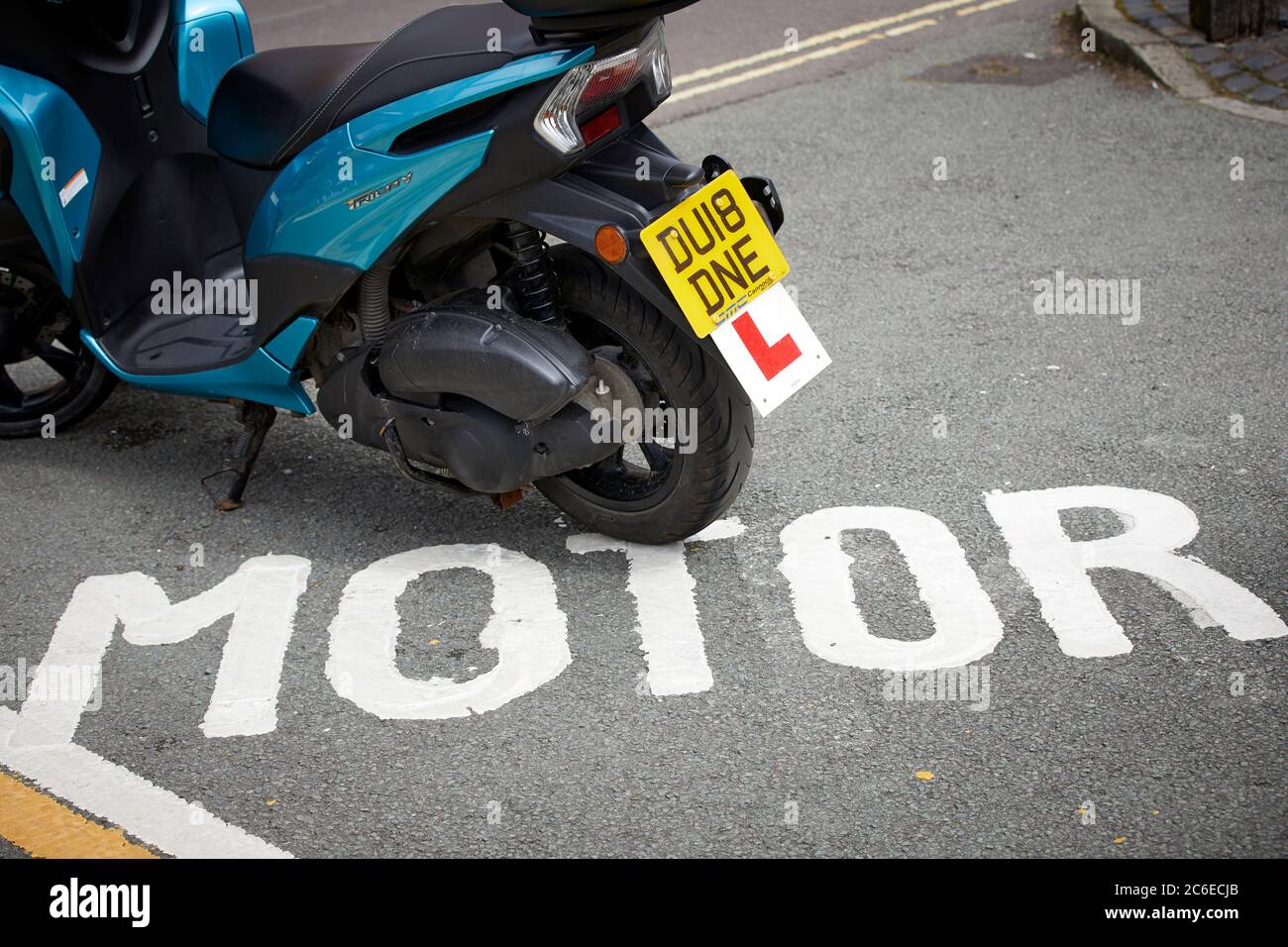 Shrewsbury town centre in Shropshire Shrewsbury Motorbike parking spot