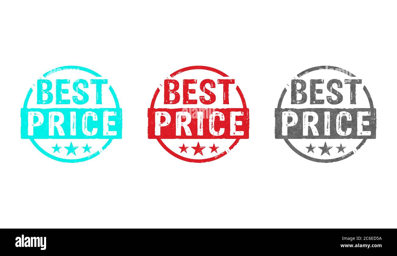Best price stamp icons in few color versions. Promotion, sale, cyber monday, black friday, shop, business, discount and shopping concept. Stock Photo