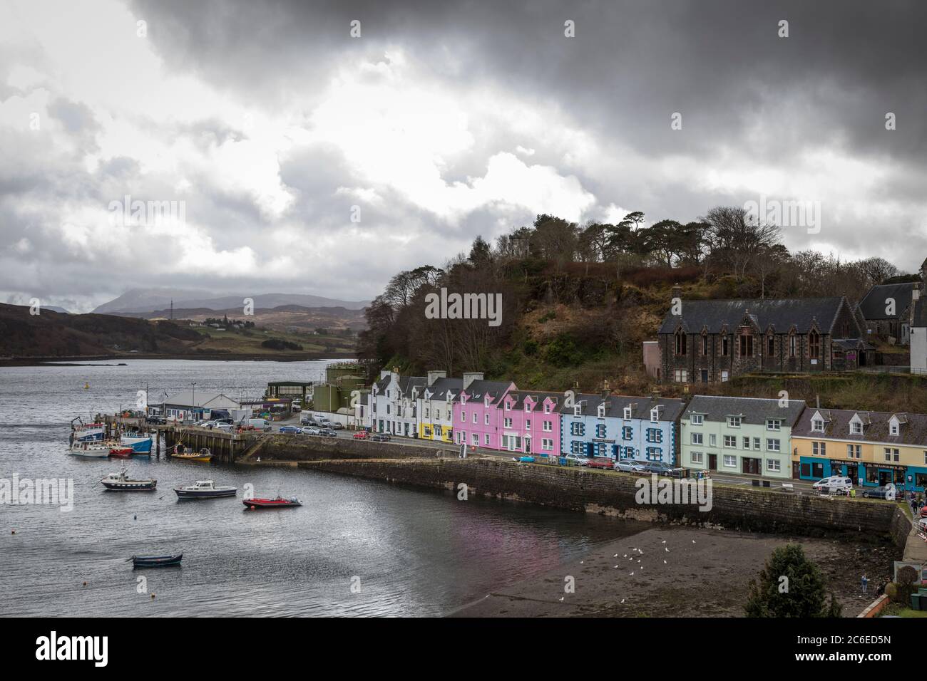 The colourful houses along the dockside of Portree, the capital of the