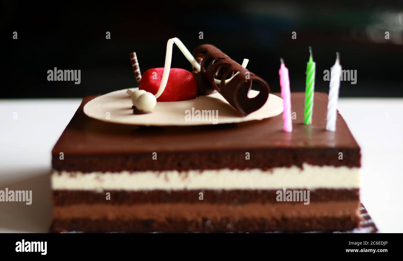 Chocolate birthday cake Stock Photo - Alamy