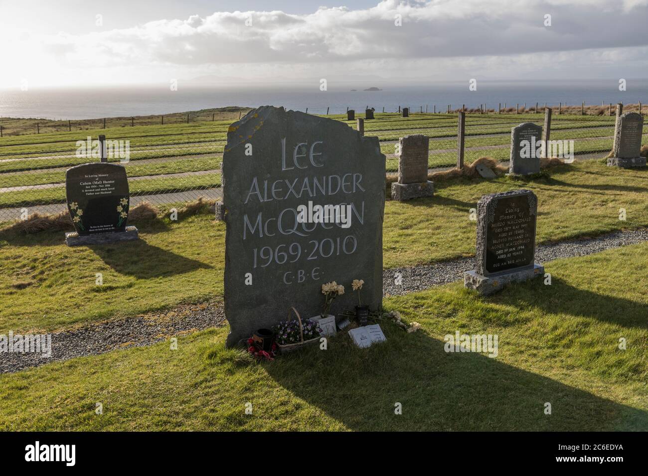 The grave of the dress designer Alexander McQueen at the northern tip of  the Trotternish peninsula on the Isle of Skye Stock Photo - Alamy