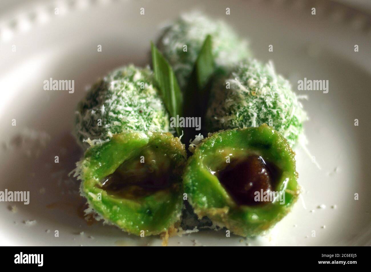 Klepon. Traditional pandanus rice balls made from glutinous flour and