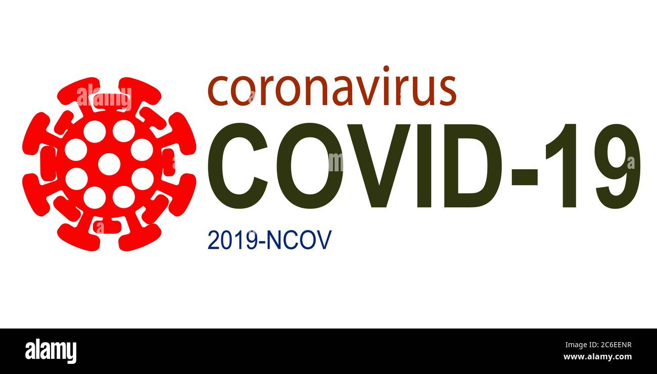 Coronavirus 2019-nCoV idea caption typography template design logo. Dangerous Covid 19 pneumonia influenza virus. Vector illustration Stock Vector