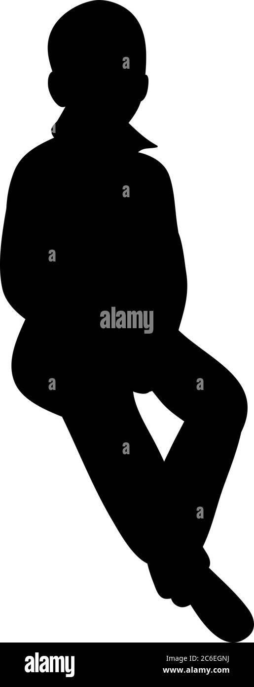 Silhouette sitting boy Black and White Stock Photos & Images - Alamy