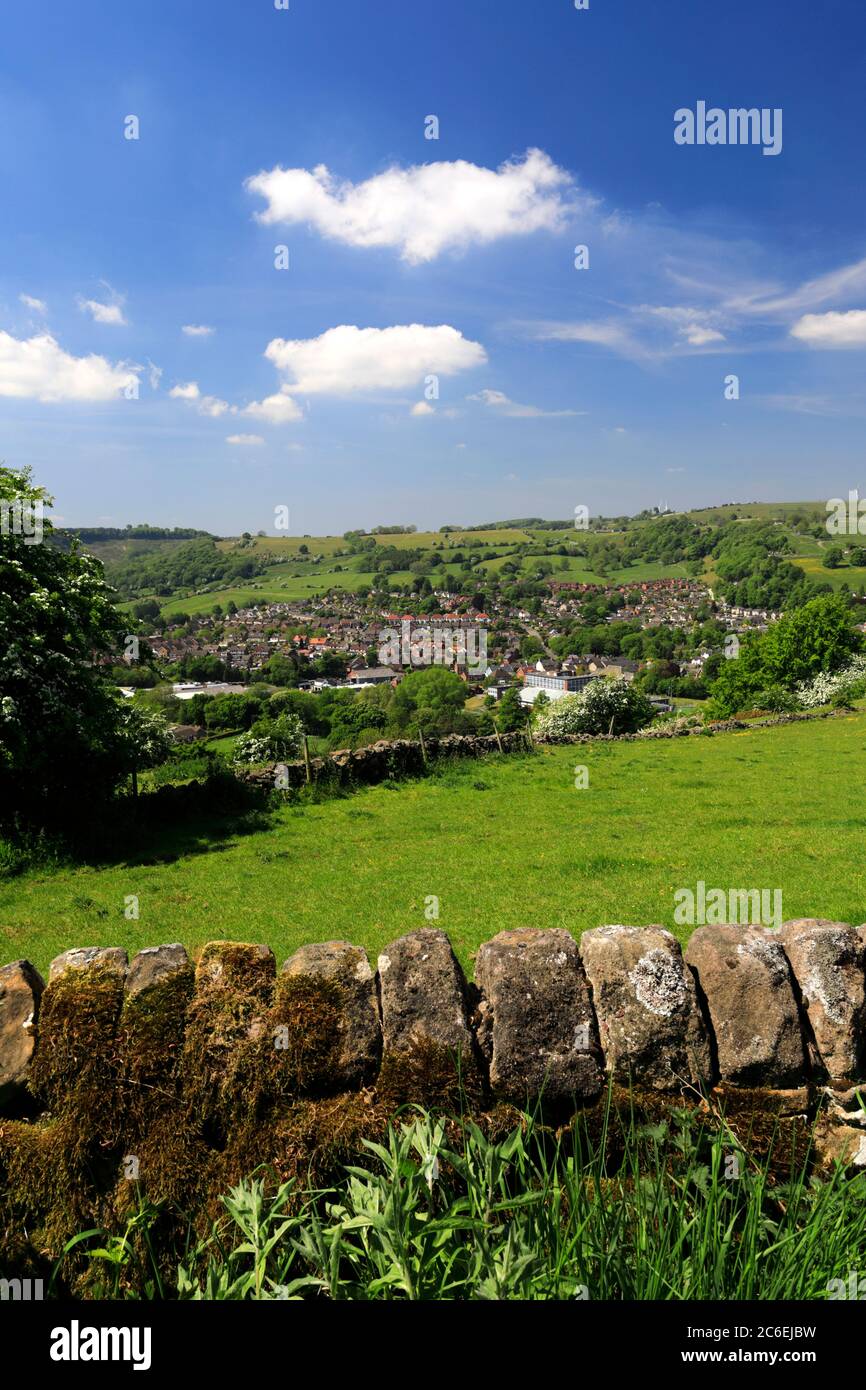 View over Wirksworth town, Derbyshire Dales, Derbyshire, England Stock Photo