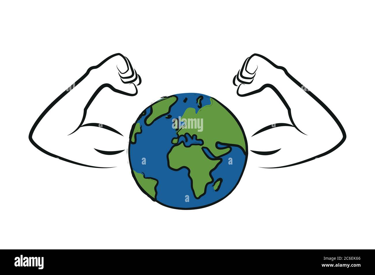 strong earth globe with muscular arms vector illustration EPS10 Stock Vector