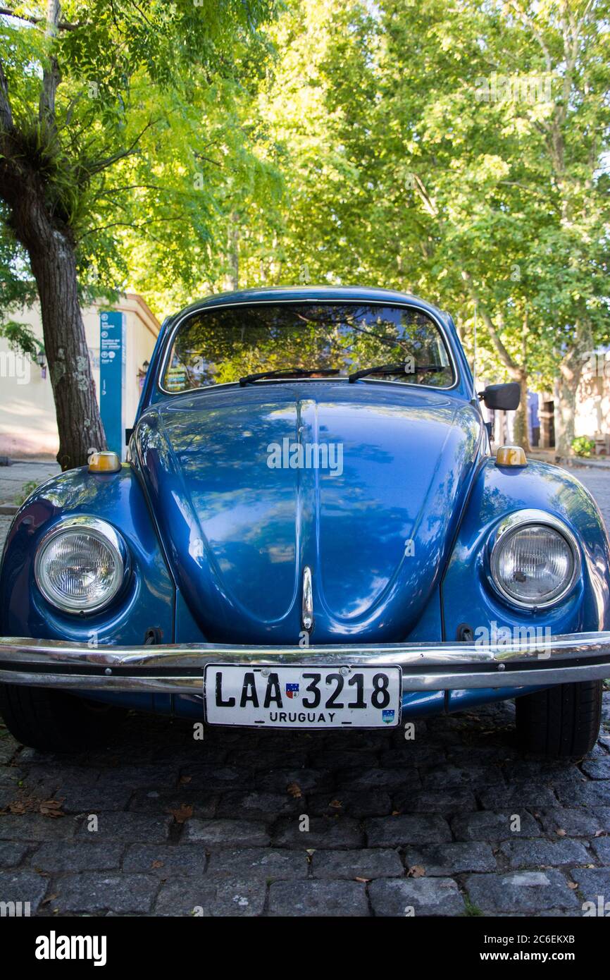Blue beetle from volkswagen in Uruguay Stock Photo