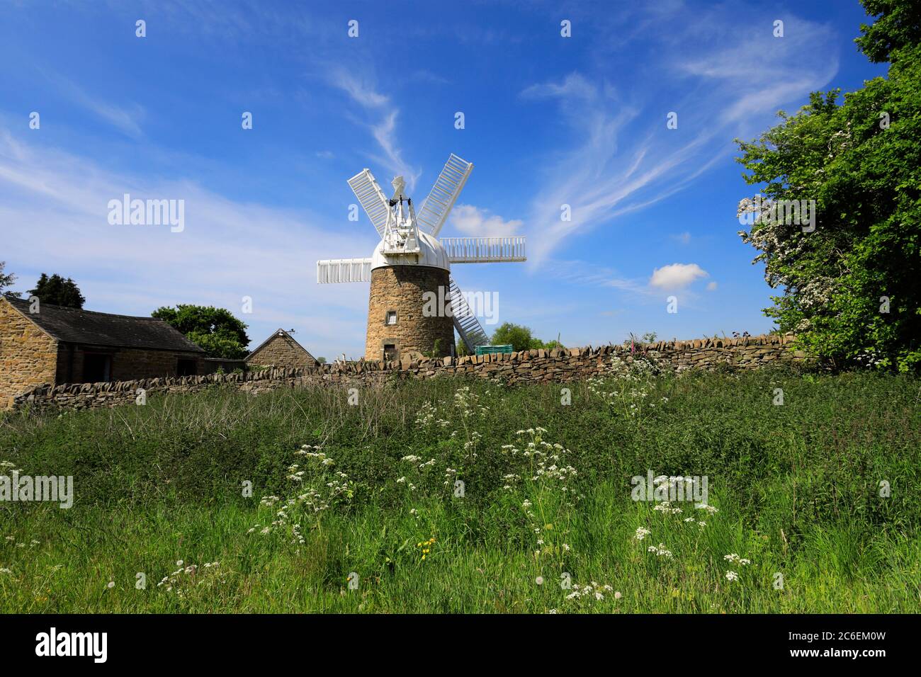 Summer view of Heage Windmill, Heage village, Derbyshire England UK Stock Photo