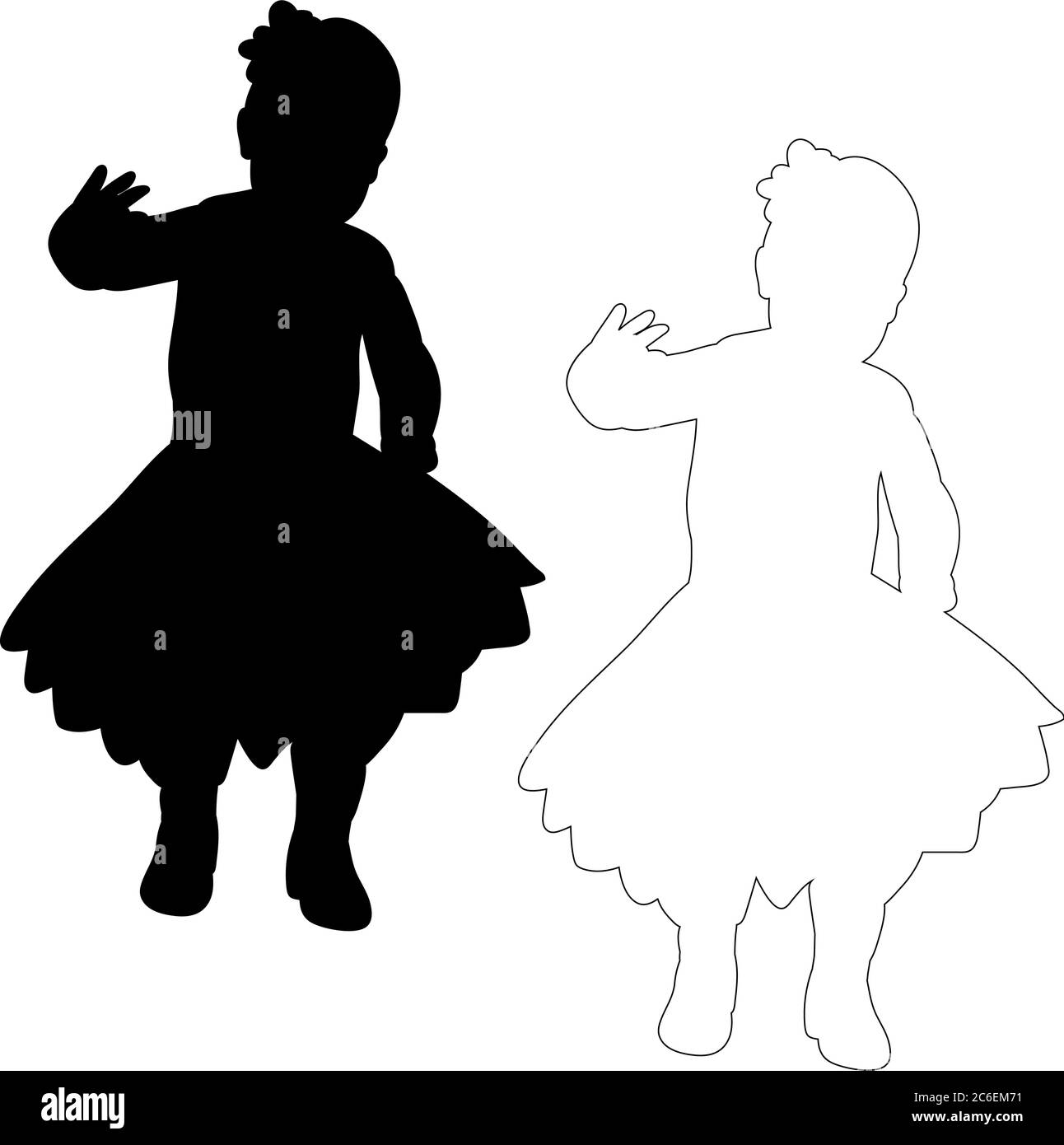 silhouette of baby little girl in dress Stock Vector Image & Art Alamy