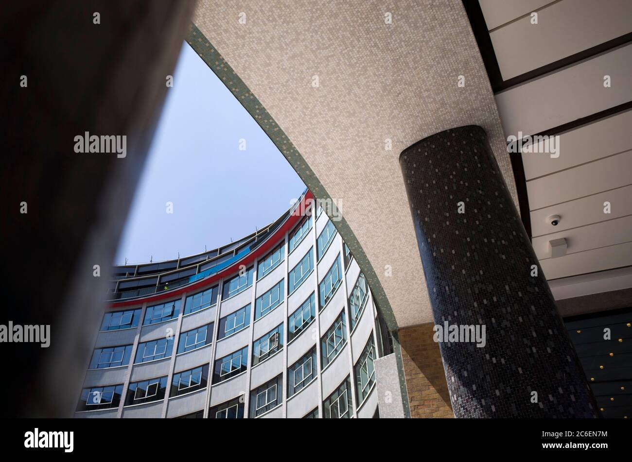 Former BBC Television Centre now BBC Studios and residential development White City London Stock Photo