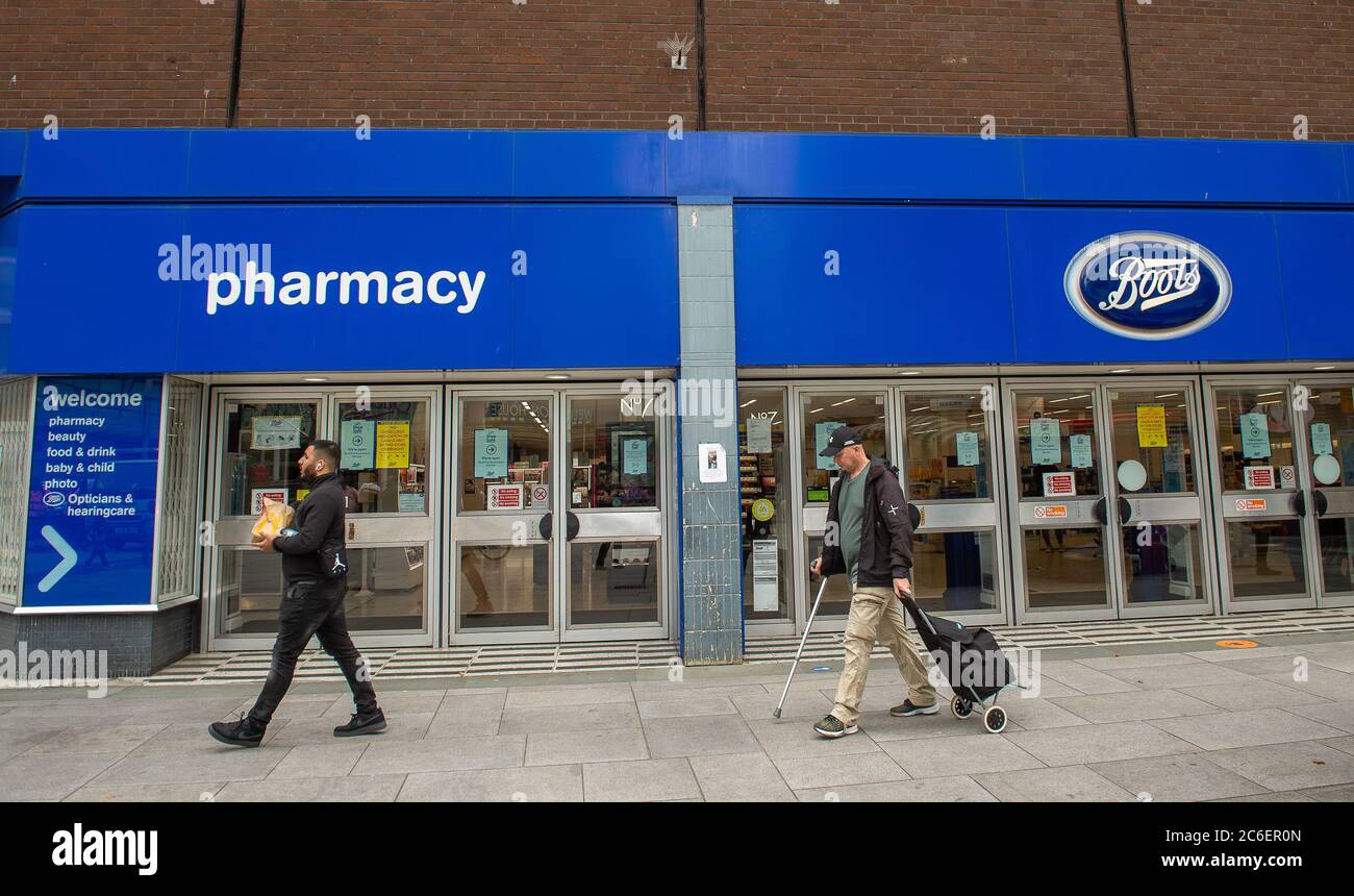 Slough, Berkshire, UK. 9th July, 2020. Boots Pharmacy have announced today  that 4,000 employee jobs are at risk following a big drop in footfall in  their stores during the Coronavirus lockdown. 48