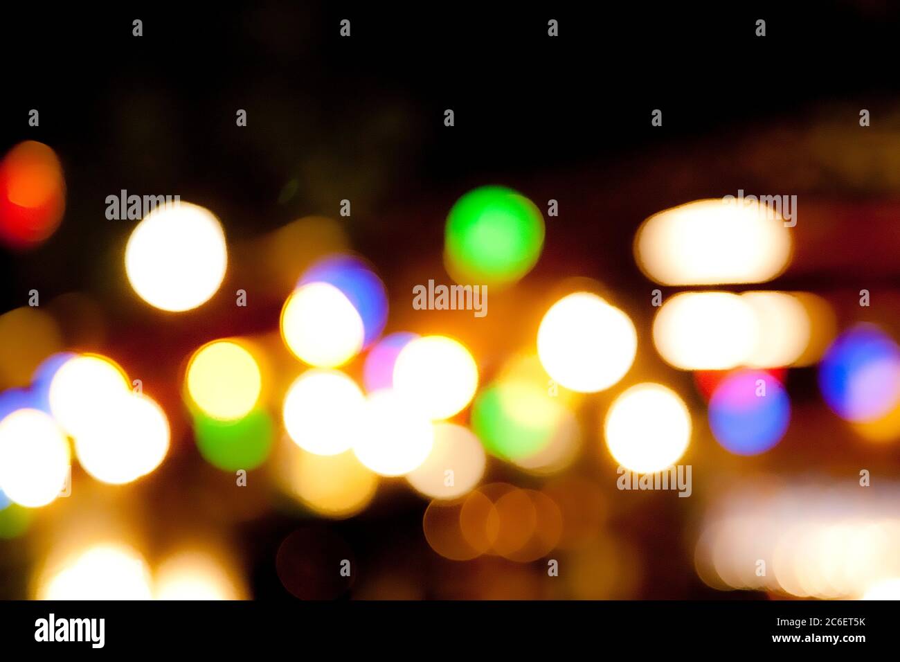 city lights blurred bokeh background Stock Photo