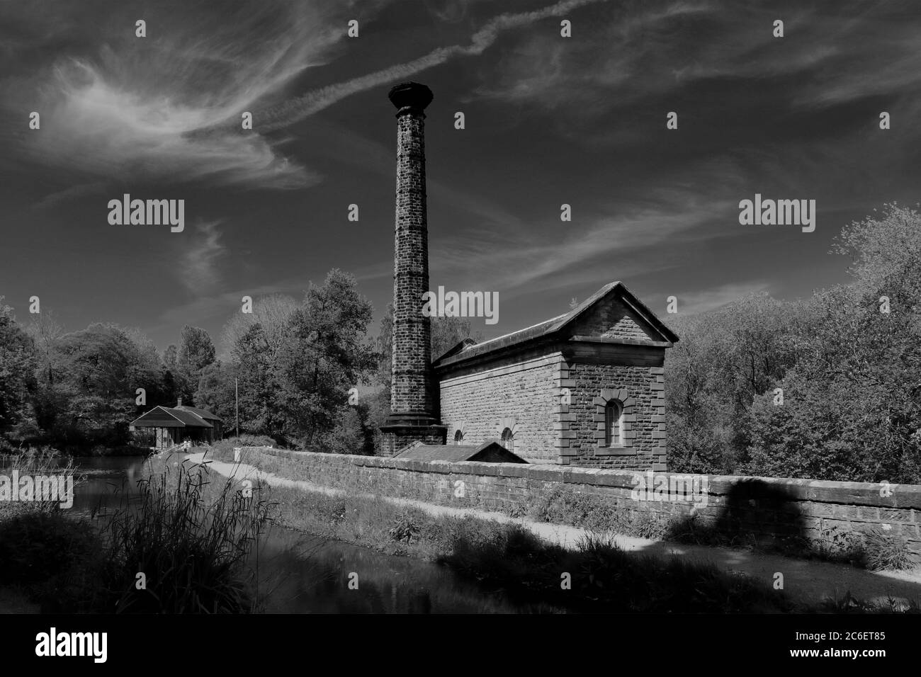 The disused Leawood Pump House, Cromford Canal, Cromford village, Peak