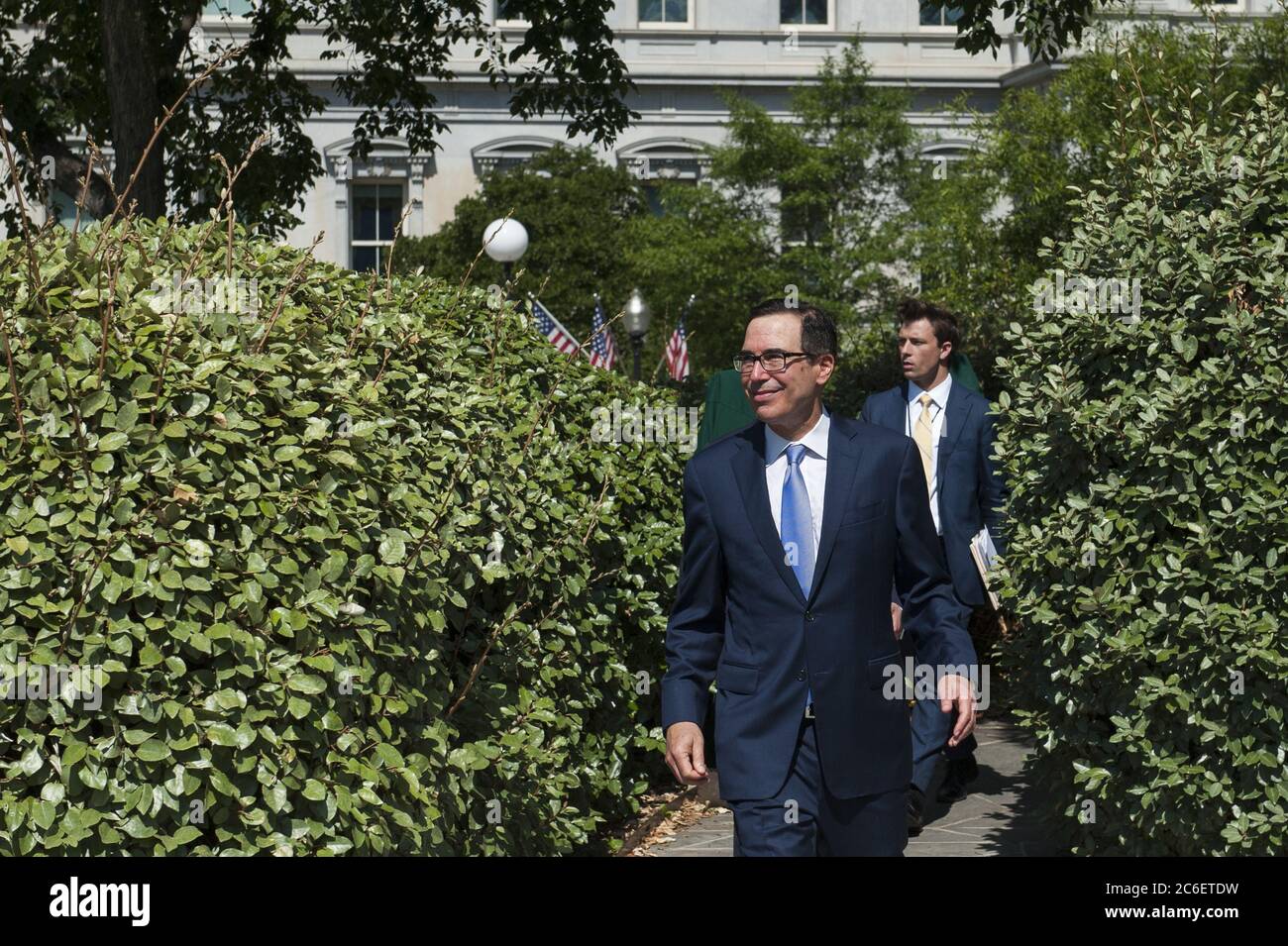 Washington, United States. 09th July, 2020. United States Secretary of the Treasury Steven Mnuchin makes his way to the West Wing at The White House following the Supreme Court ruling that a New York prosecutor is entitled to see President Trump's private and business financial records, in Washington, DC. on Thursday, July 9, 2020. Photo by Rod Lamkey/UPI Credit: UPI/Alamy Live News Stock Photo