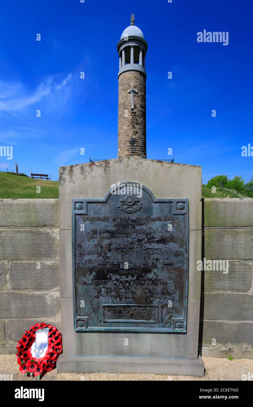 The Crich Stand War Memorial for the Sherwood Foresters Regiment, Crich town, Amber Valley, Derbyshire England UK Stock Photo