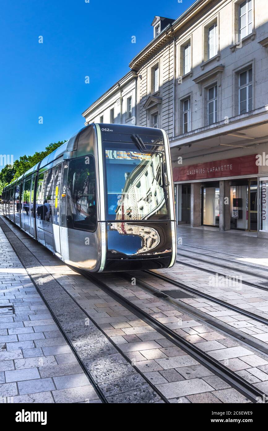 Modern electric tramway in centre of Tours, Indre-et-Loire, France. Stock Photo