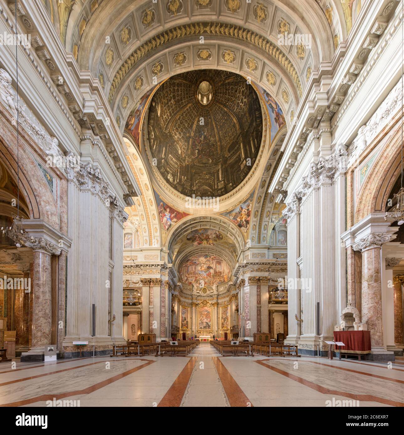 Rome, Italy - 16 Feb 2020: Painted vaults of Saint Ignatius church, with trompe l oeil perspective by Renaissance painter Andrea Pozzo, in Rome, Italy Stock Photo