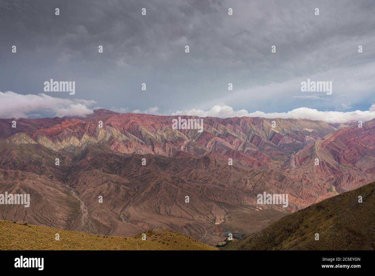 Cerro de 14 Colores (hill of 14 colours) near Humahuaca in Jujuy Province, Argentina Stock Photo