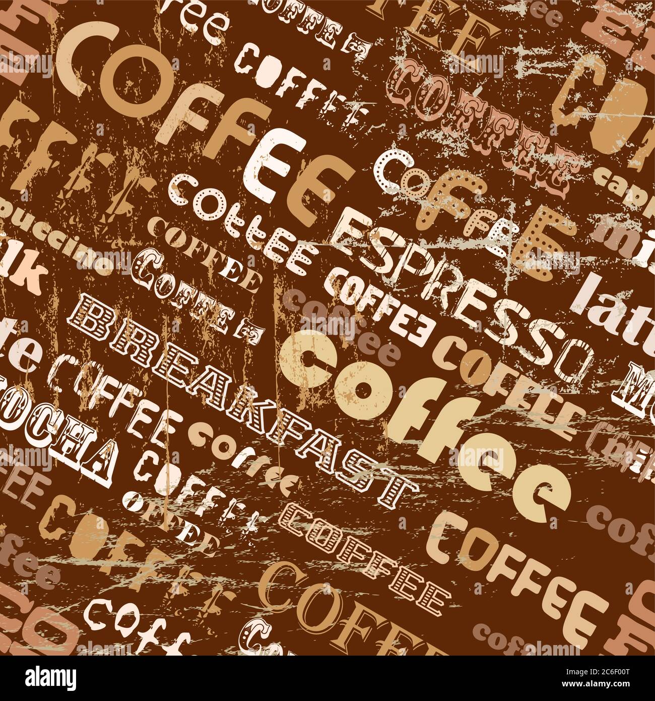 retro coffee seamless pattern, tag cloud, vector illustration Stock Vector