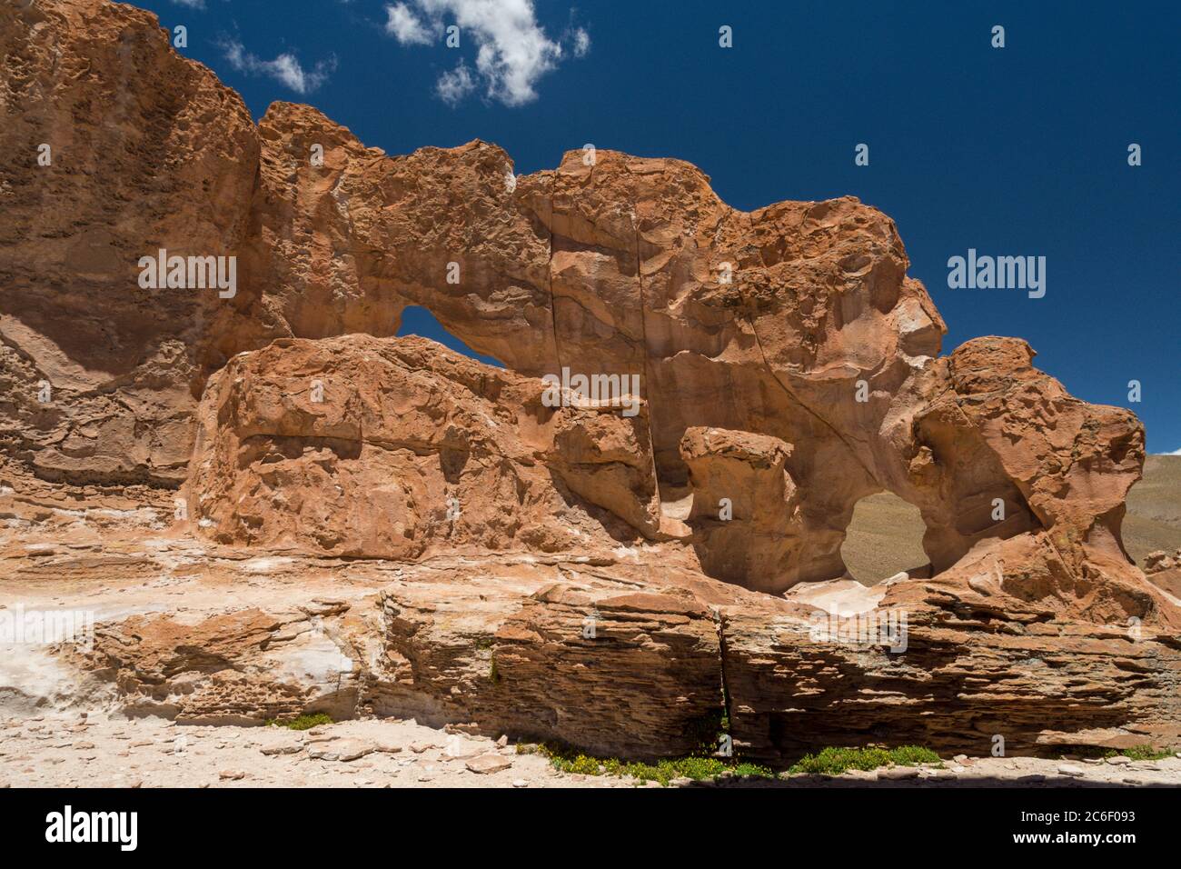 Bizarre volcanic rock formations near Villamar Mallcu in the Andes in Bolivia Stock Photo