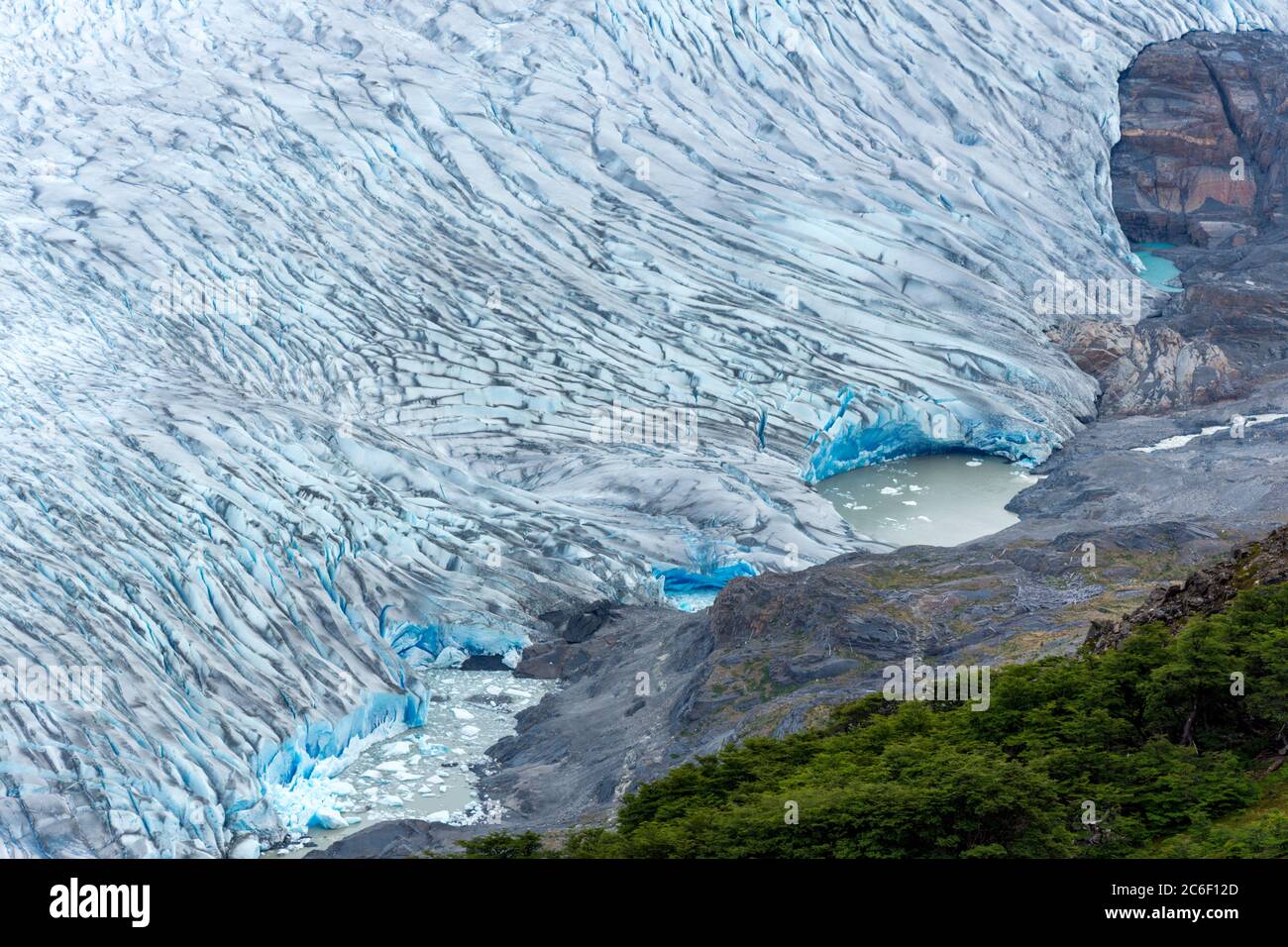 View of the glacier Grey from Paso John Garner in the Torres del Paine National Park in Patagonia in the Andes in Chile Stock Photo