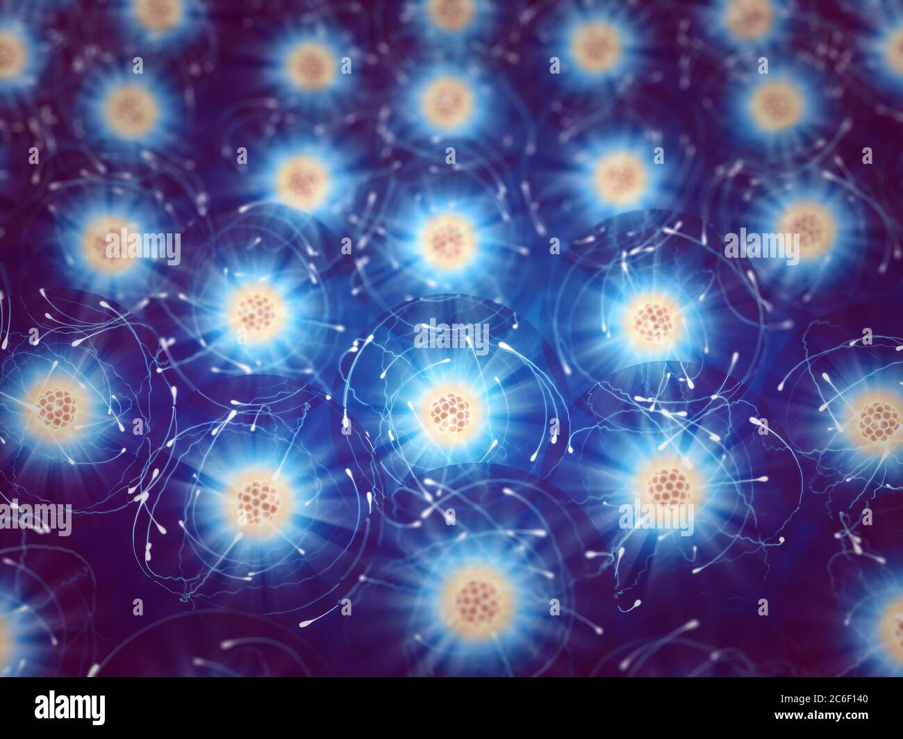 Atoms and their electron clouds , Quantum mechanics and atomic structure Stock Photo