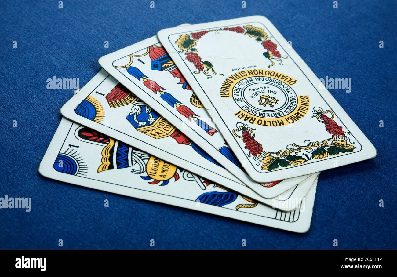 Dubrovnik, Croatia; March 2020 Triestine, Briscola playing cards