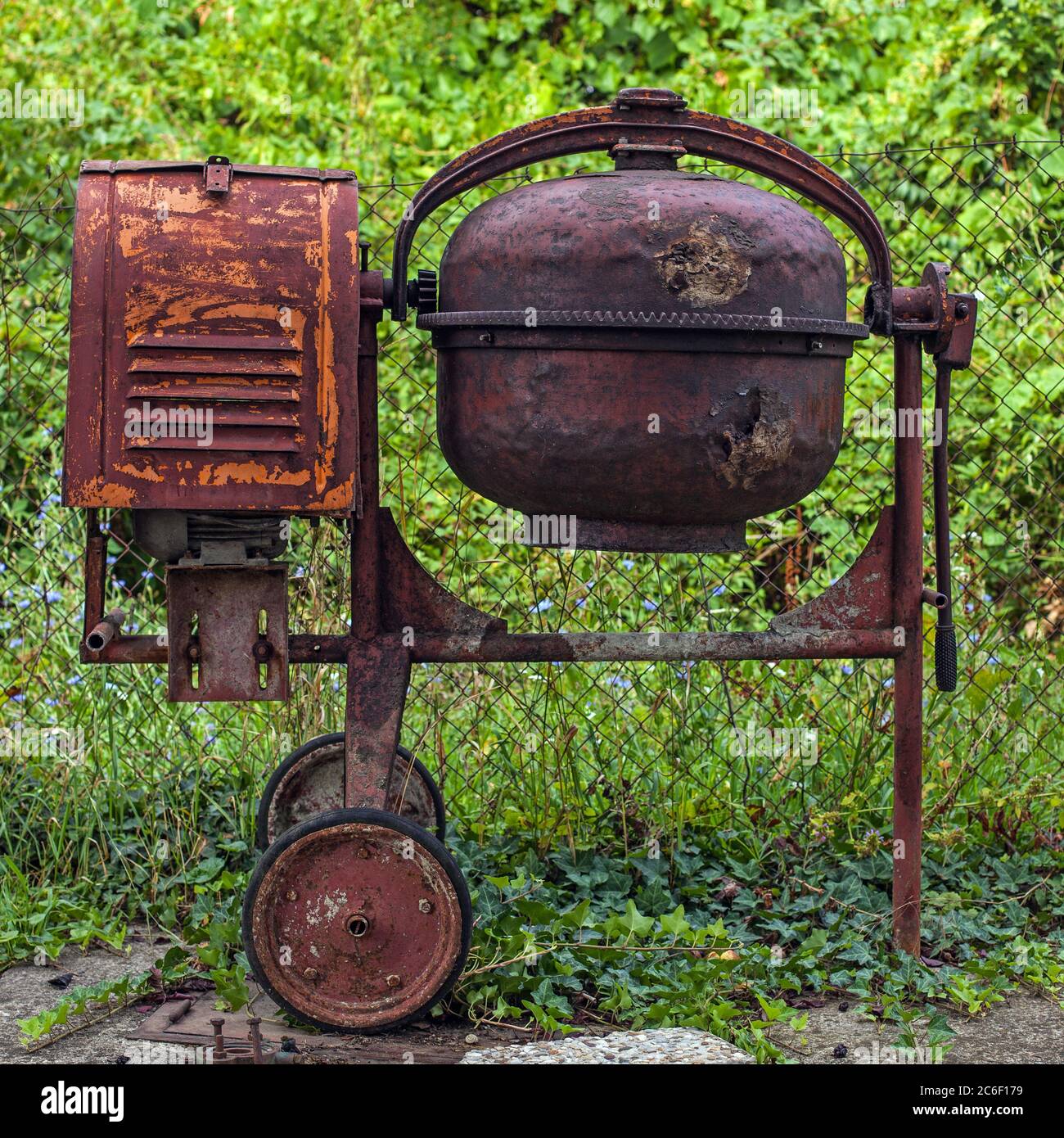 Vintage rusty cement mixer Stock Photo Alamy