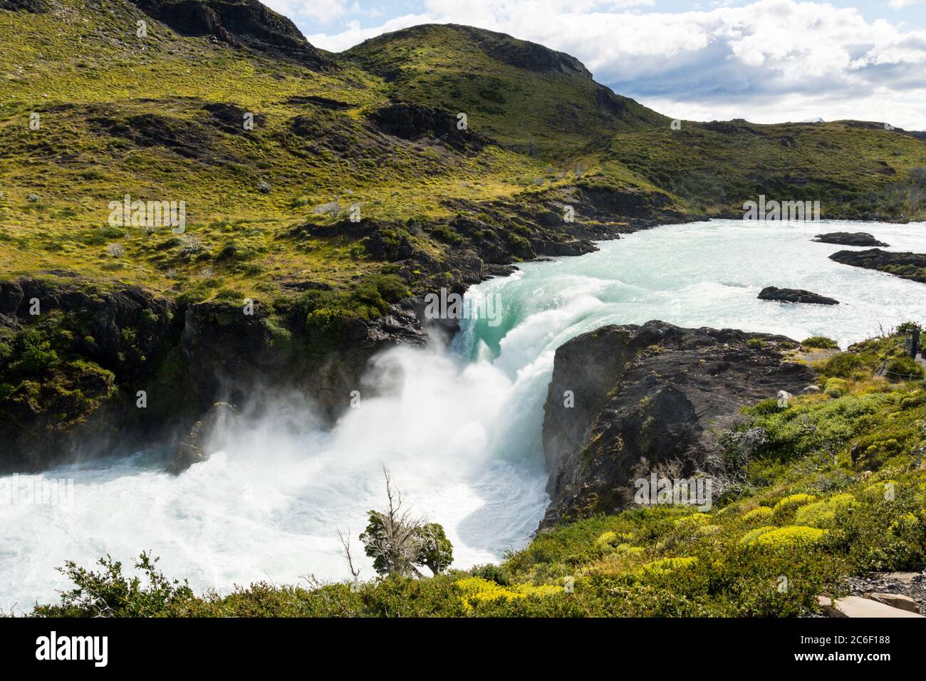 Salto Grande waterfall in the Torres del Paine National Park in Patagonia in the Andes in Chile Stock Photo