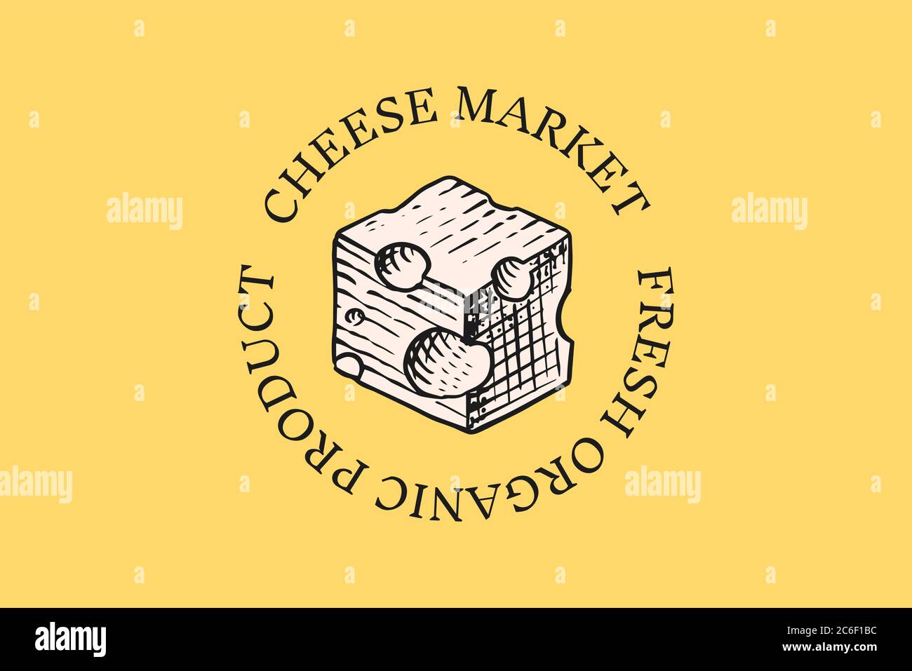 Cheese badge. Vintage logo for market or grocery store. Fresh organic ...