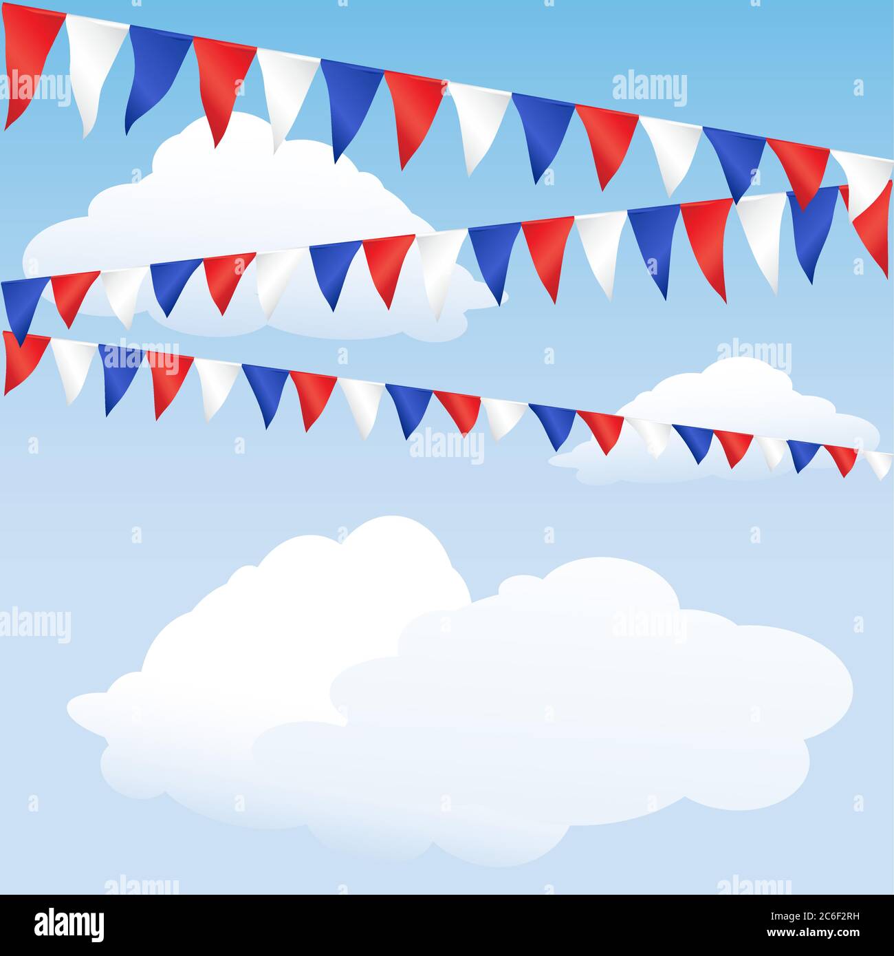Red white and blue bunting. English or USA colours, suitable for 4th of July or Royal Wedding background. Space for text. EPS10 vector format. Stock Vector