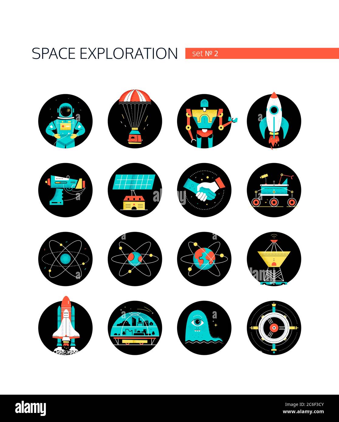 Flat space exploration concept Cut Out Stock Images & Pictures - Alamy