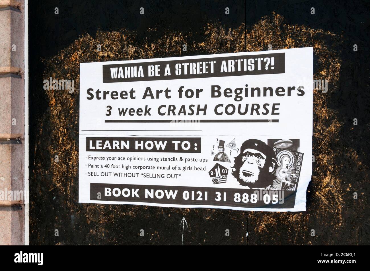 Paste up graffiti poster offers a crash course in being a street artist. Stock Photo