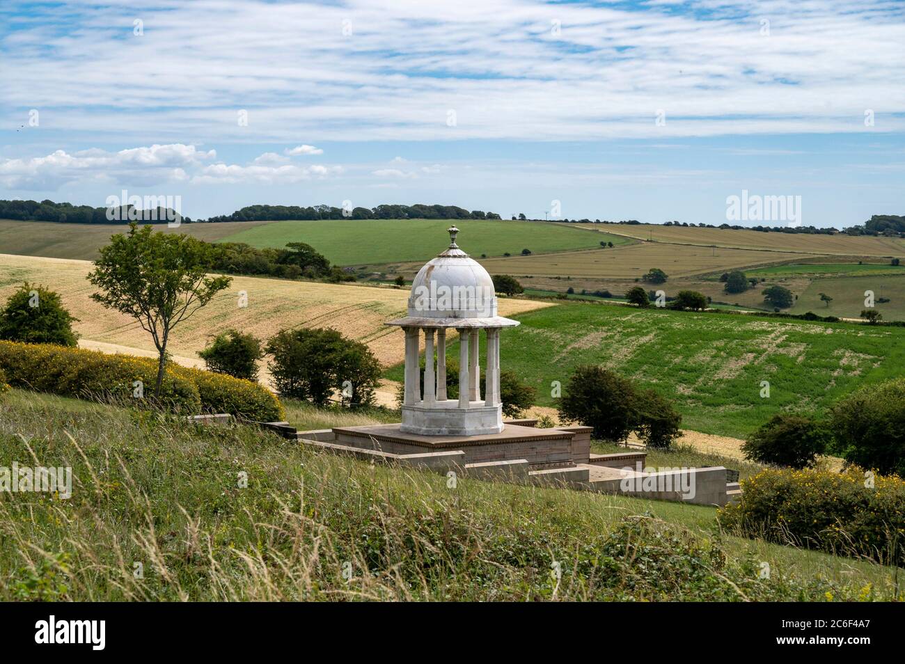 The Chattri Memorial in remembrance of Indian soldiers who died in the First World War north of Brighton on the South Downs in East Sussex UK . Stock Photo