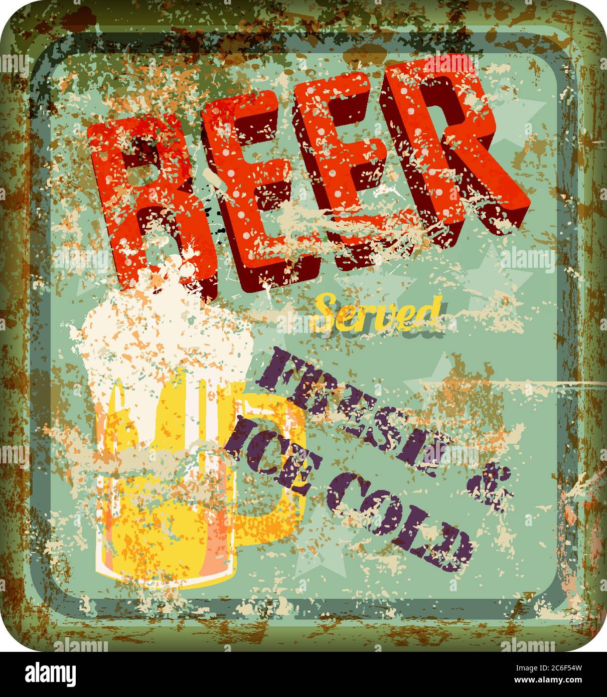 vintage rusty beer sign, vector illustration Stock Vector Image & Art