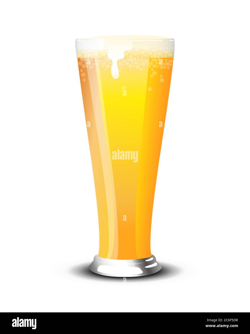 A pint of cold lager over a white background. EPS10 vector format. Stock Vector