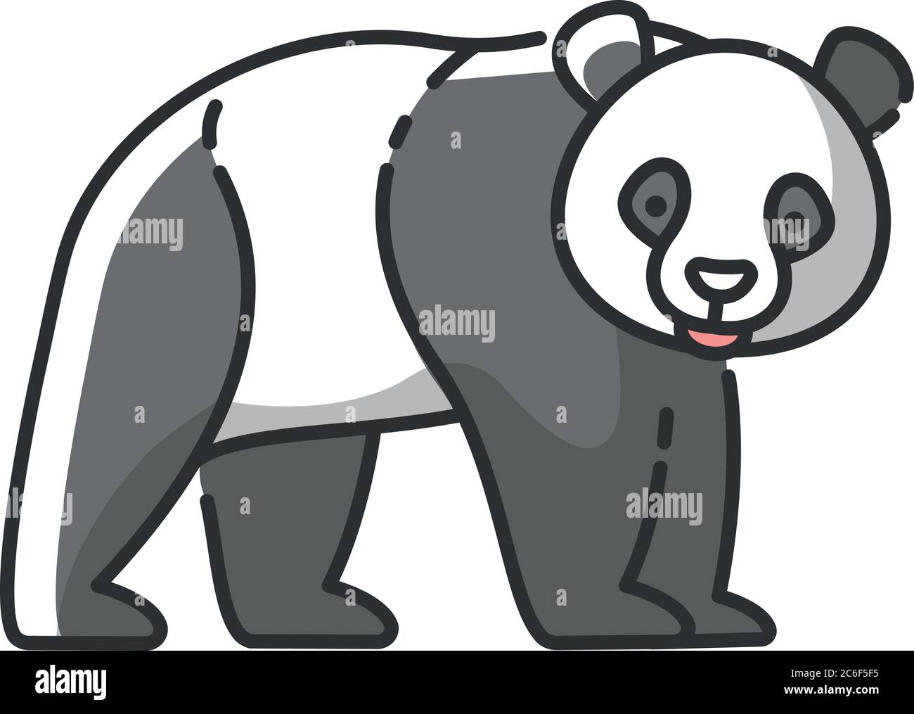 Panda bear RGB color icon. Native chinese fauna, common asian wildlife ...