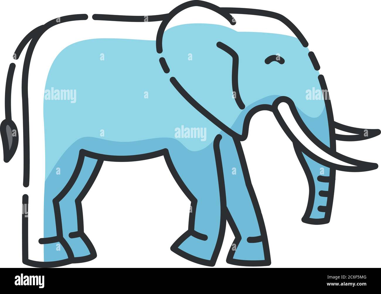 Elephant RGB color icon. Large land animal, exotic wildlife. African  savanna, Indian fauna. Huge mammal with long trunk and tusks isolated  vector illu Stock Vector Image & Art - Alamy