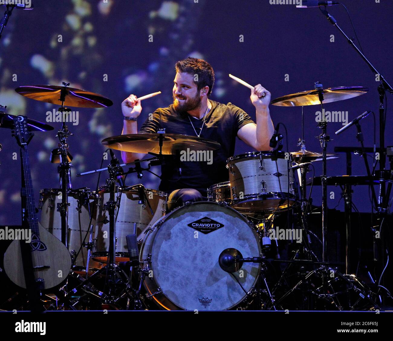 Drummer Chris Tyrrell of Lady Antebellum performs with Hillary Scott