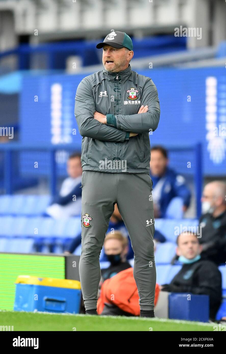 Southampton Manager Ralph Hasenhuttl Shouts Orders From The Touchline During The Premier League Match At Goodison Park Liverpool Stock Photo Alamy