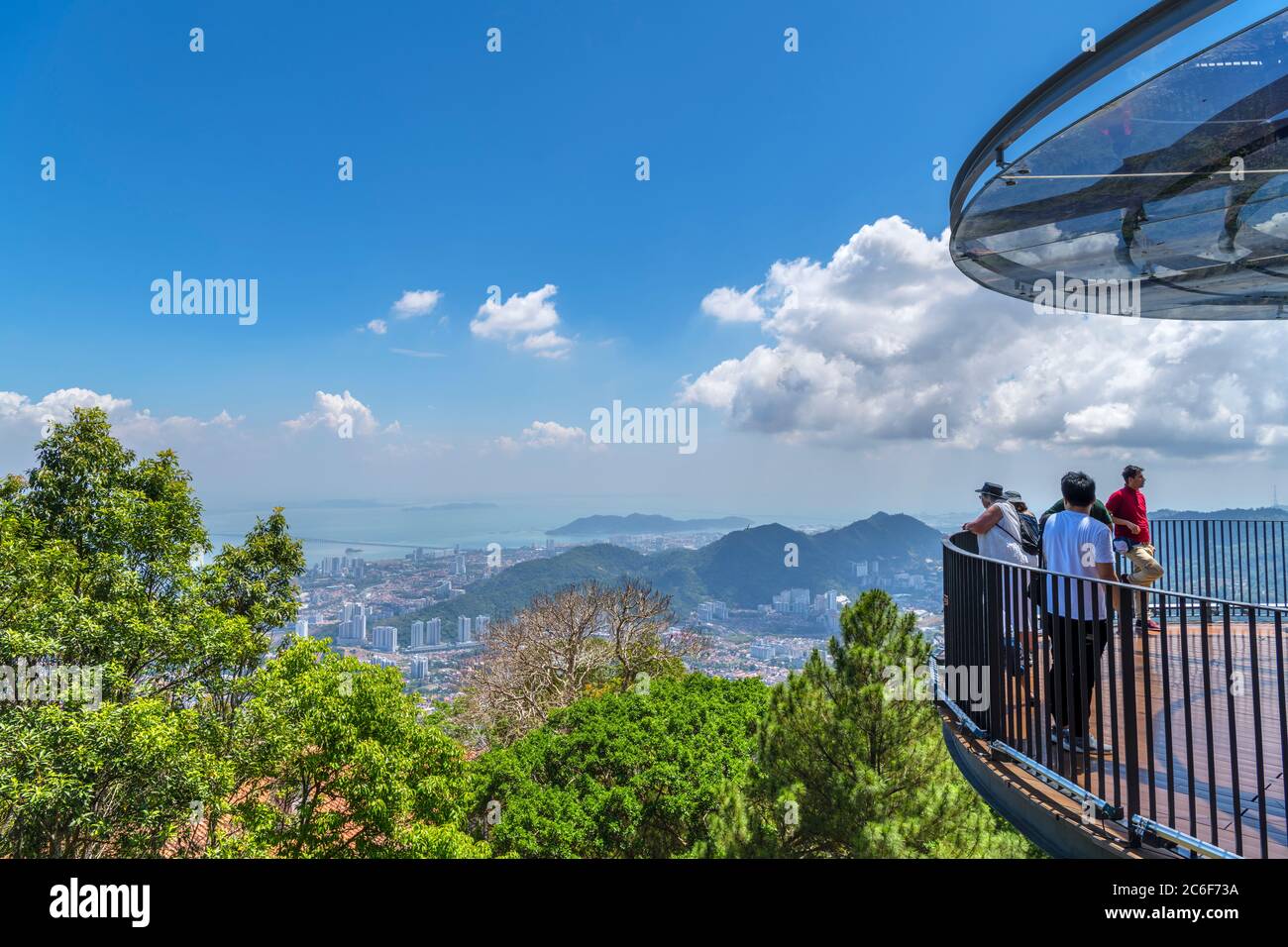 View over George Town from the Skywalk on Penang Hill, Air Itam, Penang, Malaysia Stock Photo