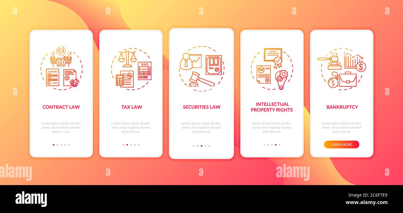 Corporate lawyer expertise onboarding mobile app page screen with ...