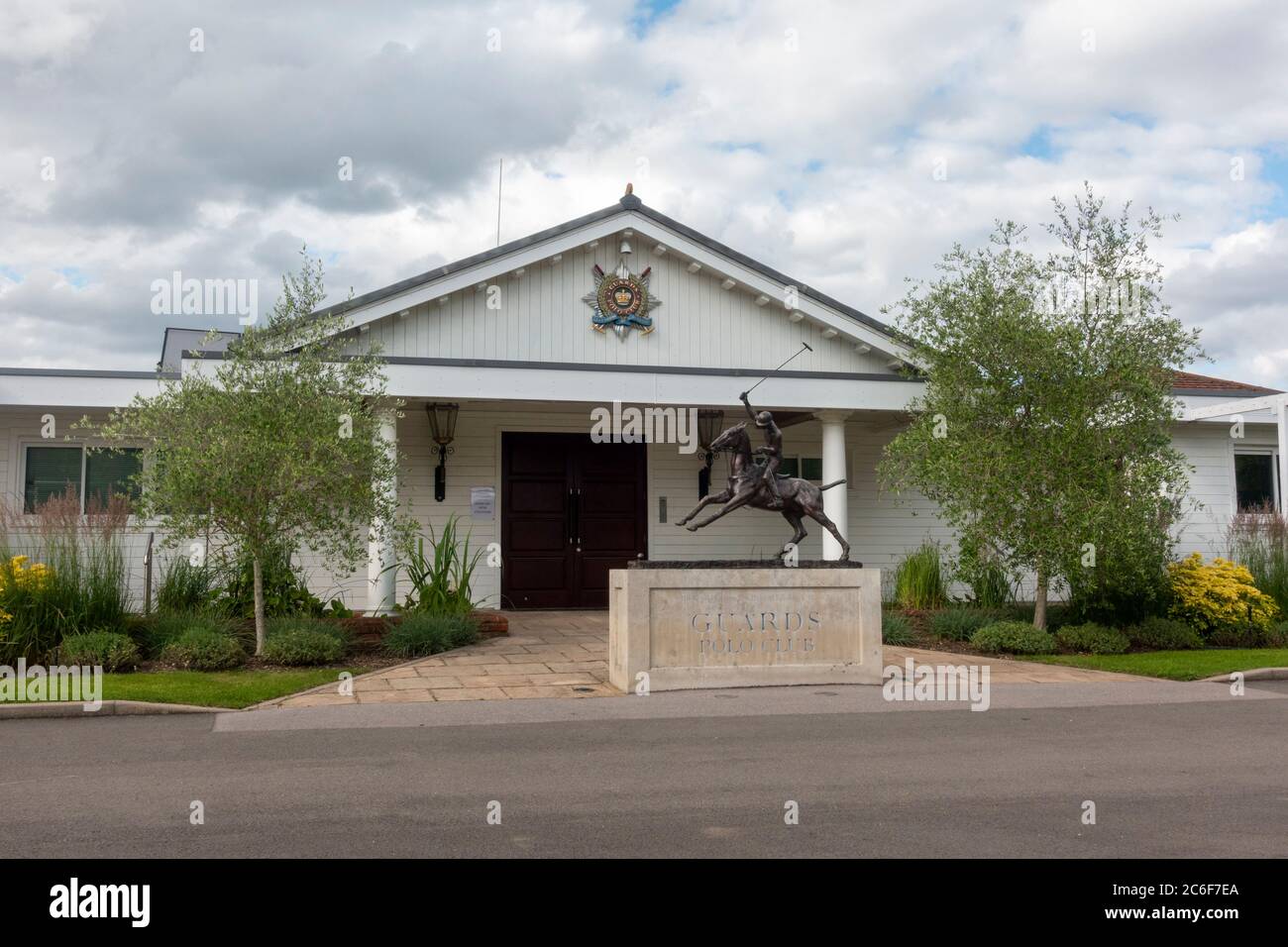 The main entrance to the Guards Polo Club, Smiths Lawn, Windsor Great Park, UK Stock Photo