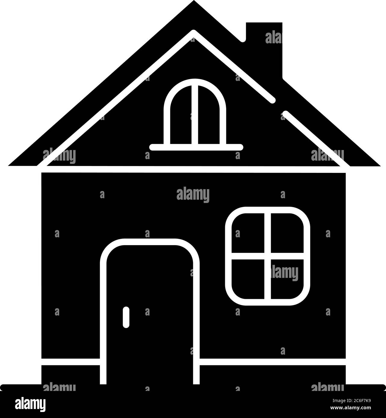 Home black glyph icon. House improvement. Real estate. Private property. Cottage for family dwelling. Building construction. Silhouette symbol on whit Stock Vector