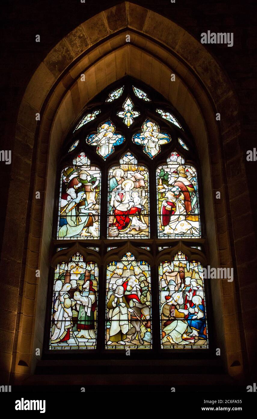 EDINBURGH SCOTLAND OCT 11 Stained glass window in the St Giles