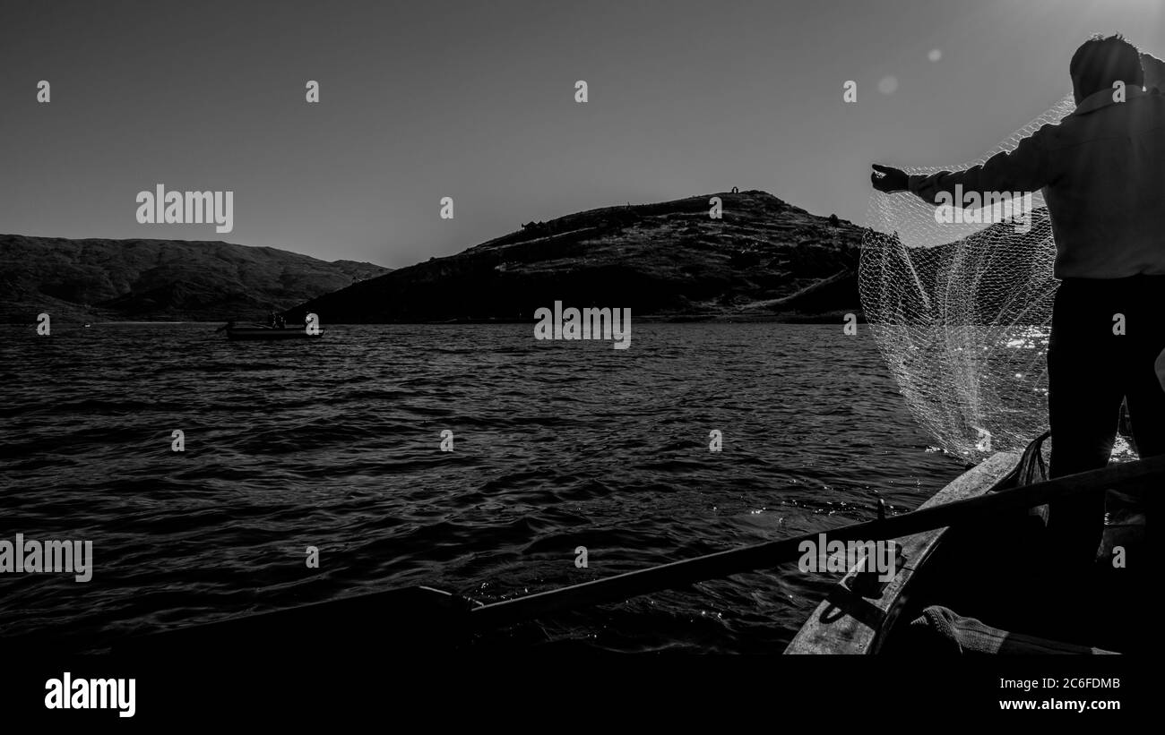 Fishing net Black and White Stock Photos & Images - Alamy